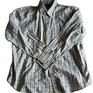 Dockers XL muted green and blue checked long sleeve button down shirt